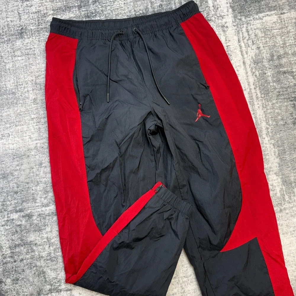 Jordan Sport Jam Warm Up Pants Mens Medium Black Red Windbreaker Mesh Jumpman